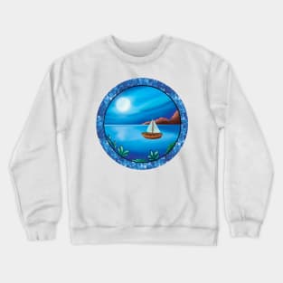 Boat under Moonlight Crewneck Sweatshirt